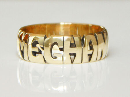 Personalized Hand-Carved Name Ring in 10kt Yellow Gold